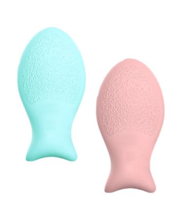 Face Powder Puff Silicone Cosmetic Face Powder Puff Fish Shaped Foundation Blender Beauty Puff Pads for Pressed Powder Liquid Foundation Small fish puff (blue)