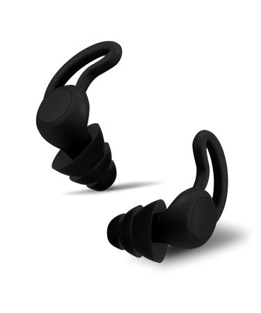 Noise Reduction Ear Plugs NRR 40dB Ultra Comfortable Silicone Reusable Ear Plugs for Sleeping Snoring Swimming Studying Concerts Noise Cancelling and Hearing Protection Black