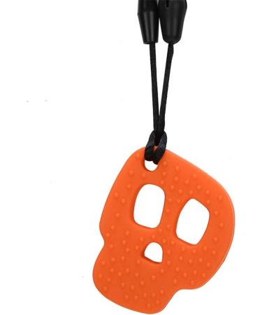 Silicone Sewing Ring for Teeth | Orange Skull Necklace - Safe Chewing Toy for Autism & Oral Motor Skills - Buy Online on GoSupps.com