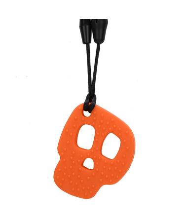 Heat Resistant Chew Teething Necklace | Durable Orange Skull Teether | Stress Relief Toy for Babies - Buy Online on GoSupps.com