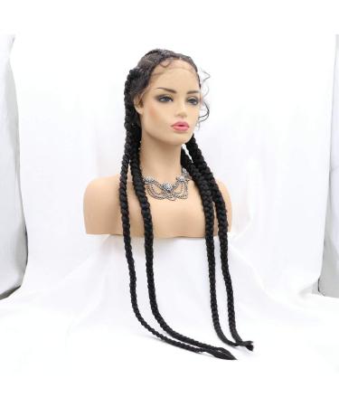 Buy Rainahair 1B Wig with Black Braids - 76.2 cm Heat-Resistant Synthetic Wig for Women | Baby Hair & Pointed Strands - Buy Online on GoSupps.com