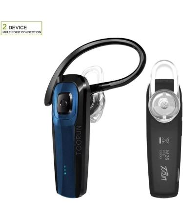 TOORUN M26 Bluetooth Earpiece - Handsfree V5.0 Wireless Headset with Noise Reduction - Blue - Buy Online on GoSupps.com