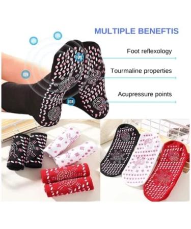 Tourmaline Lymphvity Slimming Health Socks - Set of 3 | Acupressure, Self-Heating, Magnetic Therapy | Red Color - Buy Online on GoSupps.com