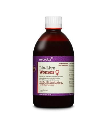 Microbz Bio-Live for Women (475ml) Bio Cultures Probiotic Liquid Supplement - Multi Strain Fermented Liquid Formula with Bio Live Active Natural Cultures for Everyday Oral Use (Single)