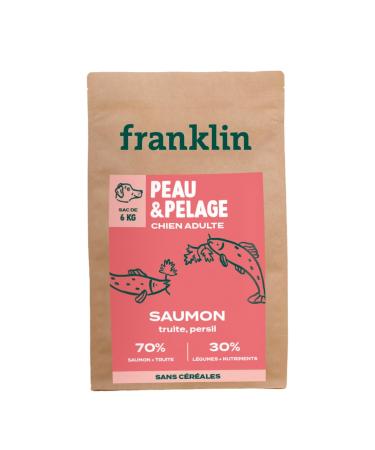 Franklin – Dog Food – Protein Range – with 70% Salmon – Mono-protein – Grain-free – Skin and Coat – Triangle Shape 11mm – 6 kg