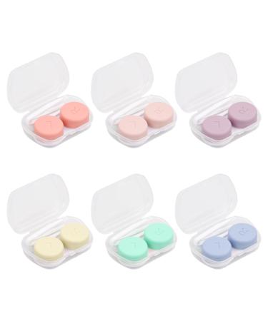 Cozlly 6 pieces contact lensetui contact lenses container glasses case wearable protective cover with contact lenses leak -proof travel contact lens container set contact lens end box for hygiene on the go