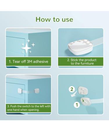 SAFELON 6 Pcs Baby Safety Cupboard & Cabinet Locks - Childproof Strap Locks for Drawers, Fridges, Toilets - Clear White - Buy Online on GoSupps.com