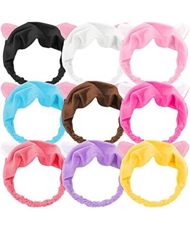 TSHAOUN 10 Pieces Cat Ears Headbands For Face Washing Elastic Cute Wash Headband Hairband Facial Women's Lovely Hair Band For Spa Shower Make Up Wrap Head Band Fits All Head Sizes (Muticolor) - Buy Online on GoSupps.com