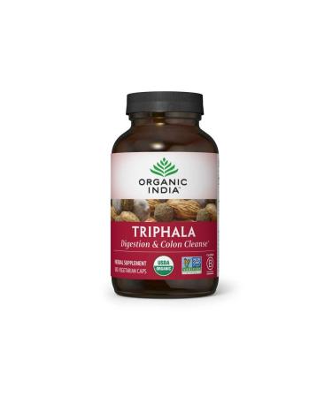 Organic India Triphala Herbal Supplement - Digestion & Colon Support, Immune System Support, Adaptogen, Nutrient Dense, Vegan, Gluten-Free, USDA Certified Organic, Non-GMO - 180 Capsules 180 Count (Pack of 1)