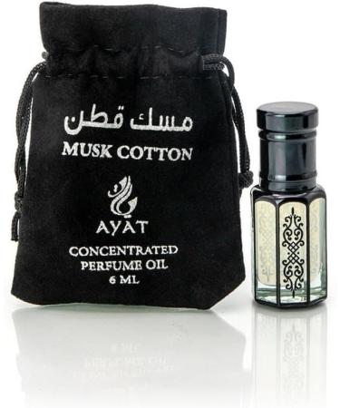 Musk Cotton Perfumed Oil 6ml Arabian Scent Made in Dubai | Perfume Extract/Attar For Long Lasting Scent | Musk Halal For Men and Women Alcohol Free (Cotton musk black 6ml)