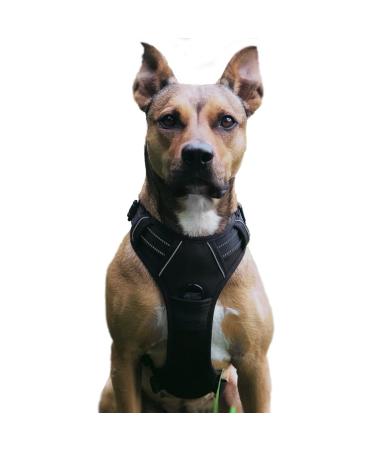 No pull dog harness adjustable breathable reflective reflective soft padded dog dishes breast dishes for dogs (black l) l black