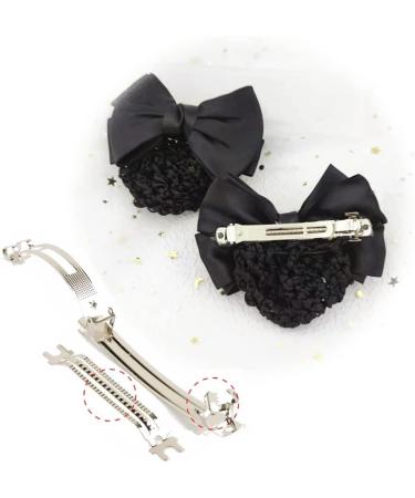 2 PCS Bowknot Hair Net Professional Bowknot Hair Clip Bow Barrette Bun Cover Bun Net for Women Girls - Buy Online on GoSupps.com