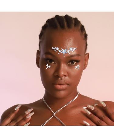 3 Pieces Star Face Stickers - Crystdl Rhinestone Face Jewels for Rave Party Accessories - Stylish Silver Stickers for Women & Girls - Buy Online on GoSupps.com