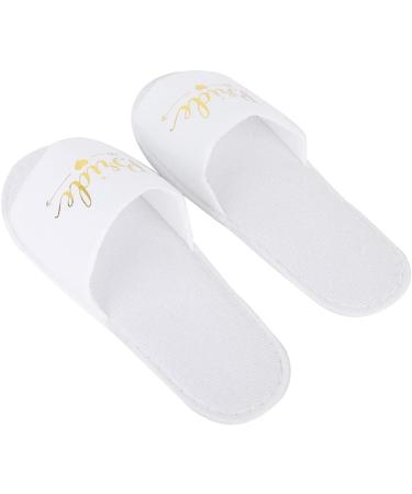 Tissting 5 Pair Bride Bridesmaid Slippers Cotton Letters Print Disposable Slippers Soft Non Slip for Hotel Wedding Party Photography Props(bride) bride White - Buy Online on GoSupps.com