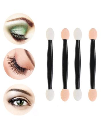 100 Pcs Disposable Dual Sided Eyeshadow Brush Sponge Tipped Oval Makeup Applicator Eye Shadow Stick Powder Brush Dust Foundation Cosmetic Applicator Tools (Black)