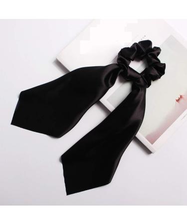 ROWAG Black Silk Scarf Scrunchies for Women - Hair Ribbon Ponytail Holder and Hair Ties - Buy Online on GoSupps.com