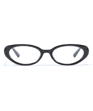 Oval Blue Light Blocking Glasses for Women Men Fashion Small 90s Non-prescription Computer Glasses IF8094 C01 Black