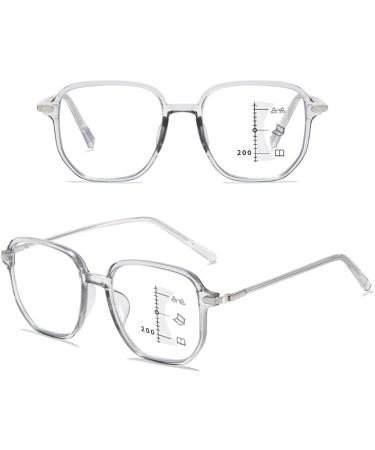 Fashion Multifocus Large Square Frame Reading Glasses Blue Light Blocking Readers Anti Glare Glasses for Unisex(Couleur:Gray Grandeur:1.5x) - Buy Online on GoSupps.com