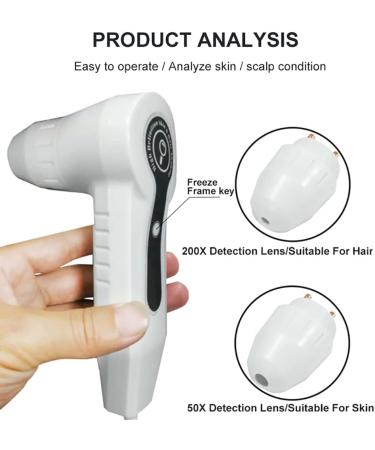7 Inch Skin Diagnosis Hair Analyzer Scalp Hair Follicles Detector with Dual Probes 200x 50x High-Definition Lens with 2 Million Pixels for Imaging for Beauty Salon Hair Salon - Buy Online on GoSupps.com