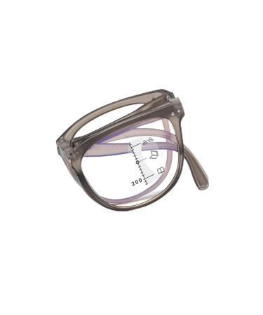 Portable Folding Reading Glasses for Women Men Blue Light Blocking Readers Multifocus Anti Glare Glasses(Couleur:Gray Grandeur:2.5x)