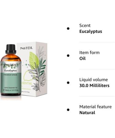 PHATOIL Eucalyptus Essential Oil 30ML - Premium Grade Pure Oil for Diffusers, Aromatherapy, and Candle Making - Buy Online on GoSupps.com