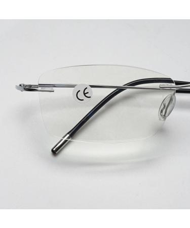 Vevesmundo Randlos Titan Reading Glasses - Anti Blue Light Ultralight Metal Visual Aid for Men - Frame-less Gray & Silver Options - Buy Online on GoSupps.com