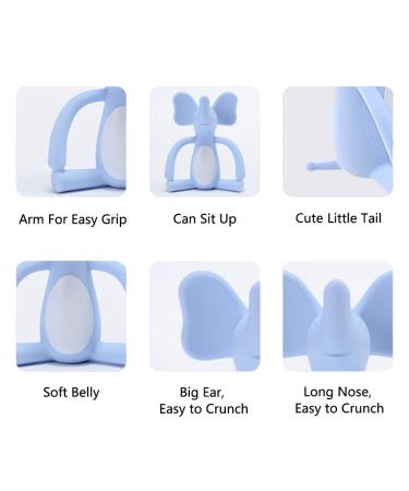 Heccei Baby Teething Ring - BPA-Free Silicone Elephant Cooling Toy for Gums | Dental Aid for 3+ Months - Blue - Buy Online on GoSupps.com