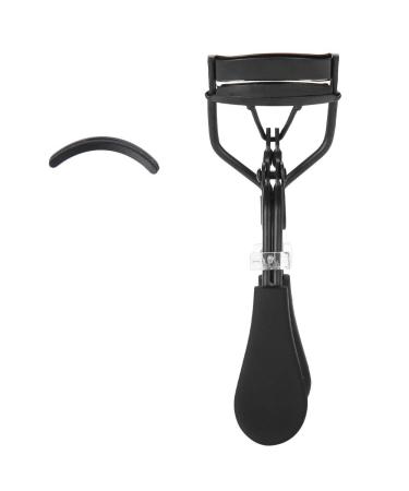 OKJHFD Eyelash Curler Professional Stainless Steel Eyelash Curler Silicone Ring Pad Eyelash Curling Tool Cosmetic Makeup Tool(Black)