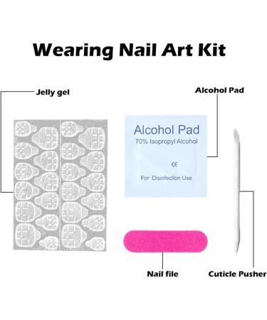 FineInno Press On Nails Kit Medium Long Butterfly Rhinestone Fake Nails Coffin Shape Reusable Nails Includes 24 Fake Nails Mini File Manicure Stick and 24 Nail Glue Stickers (Flower) - Buy Online on GoSupps.com
