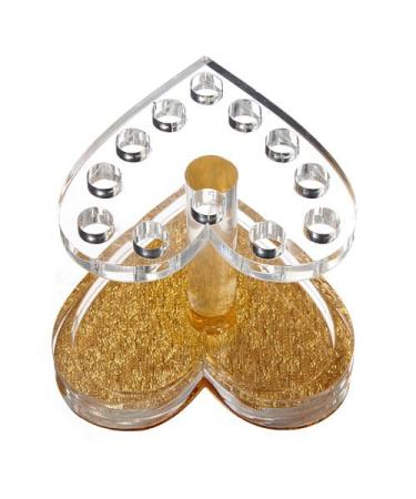 Wenettion Makeup Nail 12 Holes Acrylic Gel Brush Pen Holder Stand - Heart Gold Display - Buy Online on GoSupps.com