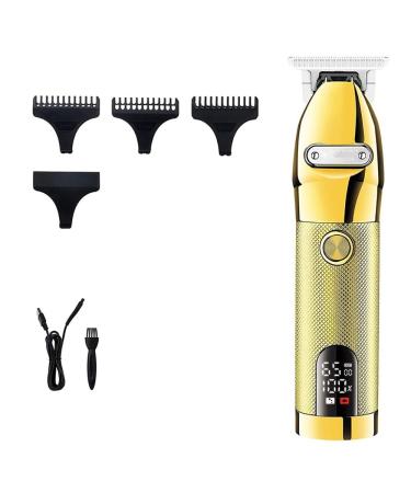 Pro Hair Clipper Electric Hair Clipper High Power Shaver LCD Rechargeable Metal Clipper Electric Hair Clipper(Color:Gold with Box)