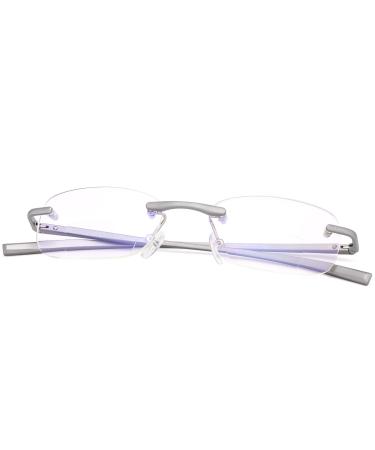 Yimi rimless bifocal reading glasses blue light filter glasses with spring hinge for women masters near and far Titan alloy readers silver 2.0 x