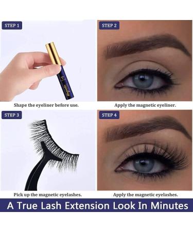3D Magnetic Eyelashes with Eyeliner Kit - Cat-Eye Reusable & Easy to Use - 7 Pairs Natural Look Cruelty-Free - Buy Online on GoSupps.com