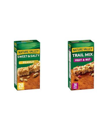 Nature Valley Sweet & Salty Peanut Chewy Nut Granola Bars & VALUE PACK - Trail Mix Fruit & Nut Chewy Granola Bars 28 Bars 980 grams