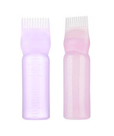 Sumajuc Hair Dye Brush Bottle Root Comb Applicator Bottle Hair Colouring Dye Applicator Scalp Treatment Bottle Plastic Squeeze Bottles for Hair Colouring Dye(2 Pcs)