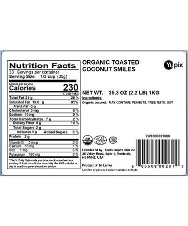 Yupik Organic Toasted Coconut Smiles - 35.2oz | High-Quality Snack Option - Buy Online on GoSupps.com