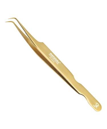 Professional Lash Golden Tweezers for Eyelash Extension Hand Crafted Japanese Stainless Steel Precision Tweezers (90  Angular Tip.)