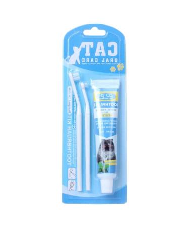 Pet Toothpaste Toothbrush Kit Long Handled Ultra-Soft Bristle Toothbrush Pet Cat Teeth Care Cleaning Cat Cleaning Kit Set