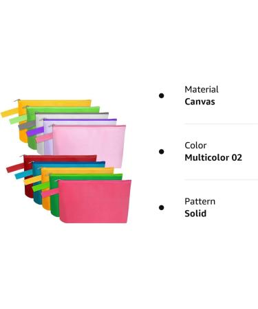 Sinzip Cotton Canvas Makeup Bag 10-Piece Set | Multi-Purpose Travel Toiletry Pouch | DIY Craft & Pencil Bag | Blank Cosmetic Bag with Zipper and Strap | Multicolor 02 - Buy Online on GoSupps.com