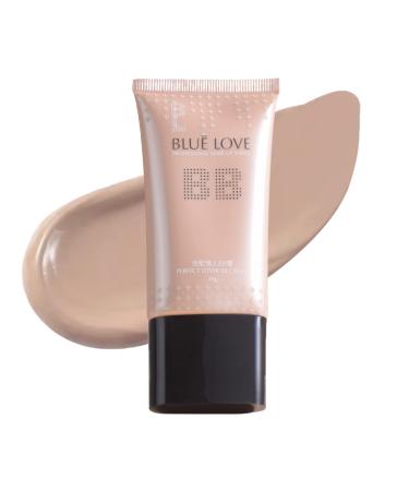 BLUE LOVE BB Cream Tinted Moisturizer Liquid Foundation Lightweight Concealer Foundation Makeup Light Coverage Foundation Cream Skin Tinted Base Skincare Makeup 2.13 Fl Oz (Natural Color)