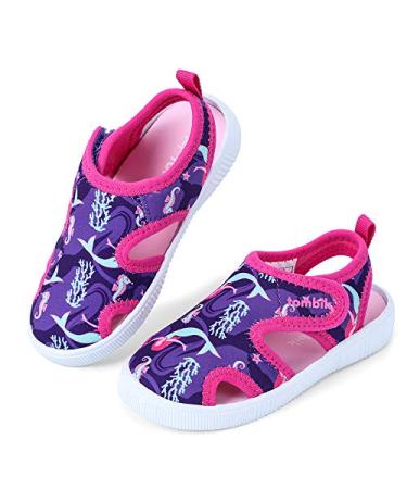 tombik Toddler Cute Aquatic Water Shoes Boys/Girls Beach Sandals 8 Toddler Purple/Fushia/Mermaid