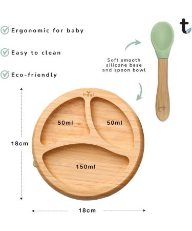 Tiggi Baby Weaning Set - Bamboo Suction Plates & Bowls | Perfect Suction Plate & Bowl Set for Babies | Ideal Weaning Gift Set (Soft Mint) - Buy Online on GoSupps.com