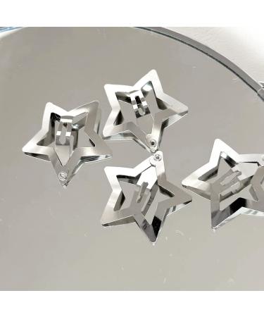 Silver Star Hair Clips for Girls - Set of 10 Kawaii Snap Hair Clips with Hollow Out Stars - Cute Hair Accessories for Kids and Women - Buy Online on GoSupps.com