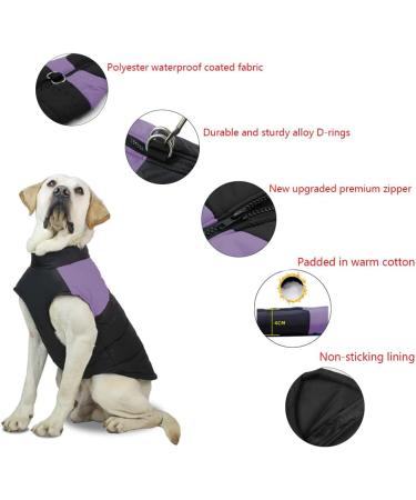 Femax Waterproof Dog Coat - Warm Winter Jacket for Small Medium & Large Dogs - Purple XL (Breast 48cm Back 39cm) - Perfect Cold Weather Pet Clothing - Buy Online on GoSupps.com
