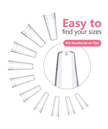 500pcs Medium Coffin Clear Acrylic Nail Tips with Acrylic Box - 10 Sizes Half Cover French False Nails for DIY Nails at Home or Salon - Buy Online on GoSupps.com