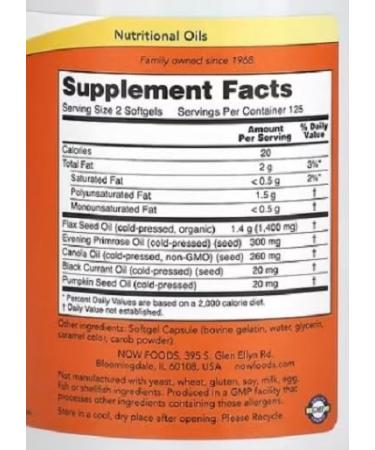 Now Foods Omega 3-6-9 1000mg 250 Soft Capsules DHA EPA - Buy Online on GoSupps.com