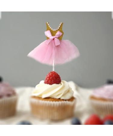 COHEALI Cupcake Decorating Cupcake Topper 5Pcs Glitter Tutus Dress Cake Toppers Ballerina Skirt Cupcake Picks Fruit Forks Coffee Drink Stir Sticks Birthday Theme Party Decoration(Golden) - Buy Online on GoSupps.com