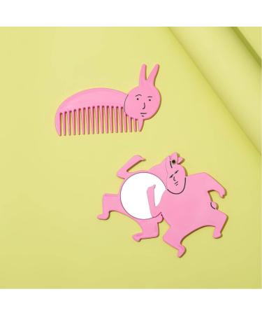 Limtula Playful Pink Rabbit Mirror and Comb Set Compact and Portable Comb Acrylic Material Perfect for Everyday Use and Travel - Buy Online on GoSupps.com