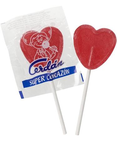  Caramelos Cerd n Caramelos Cerd n - Giant Cherry Flavored Super Heart Lollipops | Box of 80 Units | Hard Candy with Stick Gluten and Allergen Free | Ideal for Parties Valentine's Day and Birthdays - Buy Online on GoSupps.com
