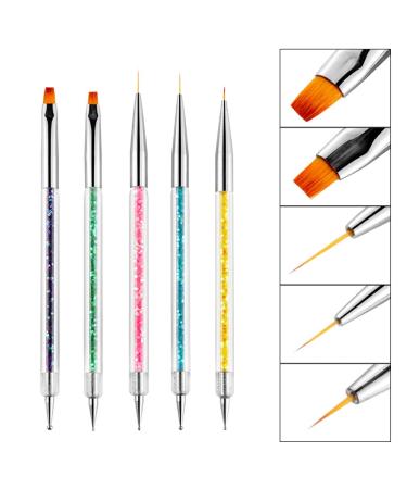 SINEN 5 Pcs Double Ended Nail Design Brushes - Nail Painting Brush Pen Set for Home DIY and Salon - Buy Online on GoSupps.com